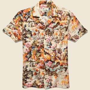Bather Acid Forest Print Button Up Short Sleeve Camp Shirt Men's Size L